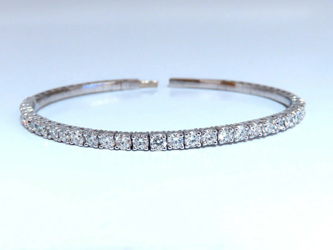 2.90ct Natural Round Diamonds Flexible Tennis Bangle Bracelet 14 Karat** - 3