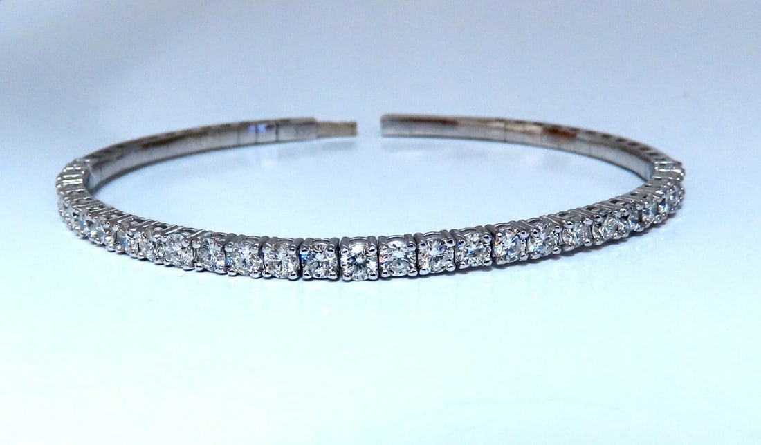 2.90ct Natural Round Diamonds Flexible Tennis Bangle Bracelet 14 Karat** - 4