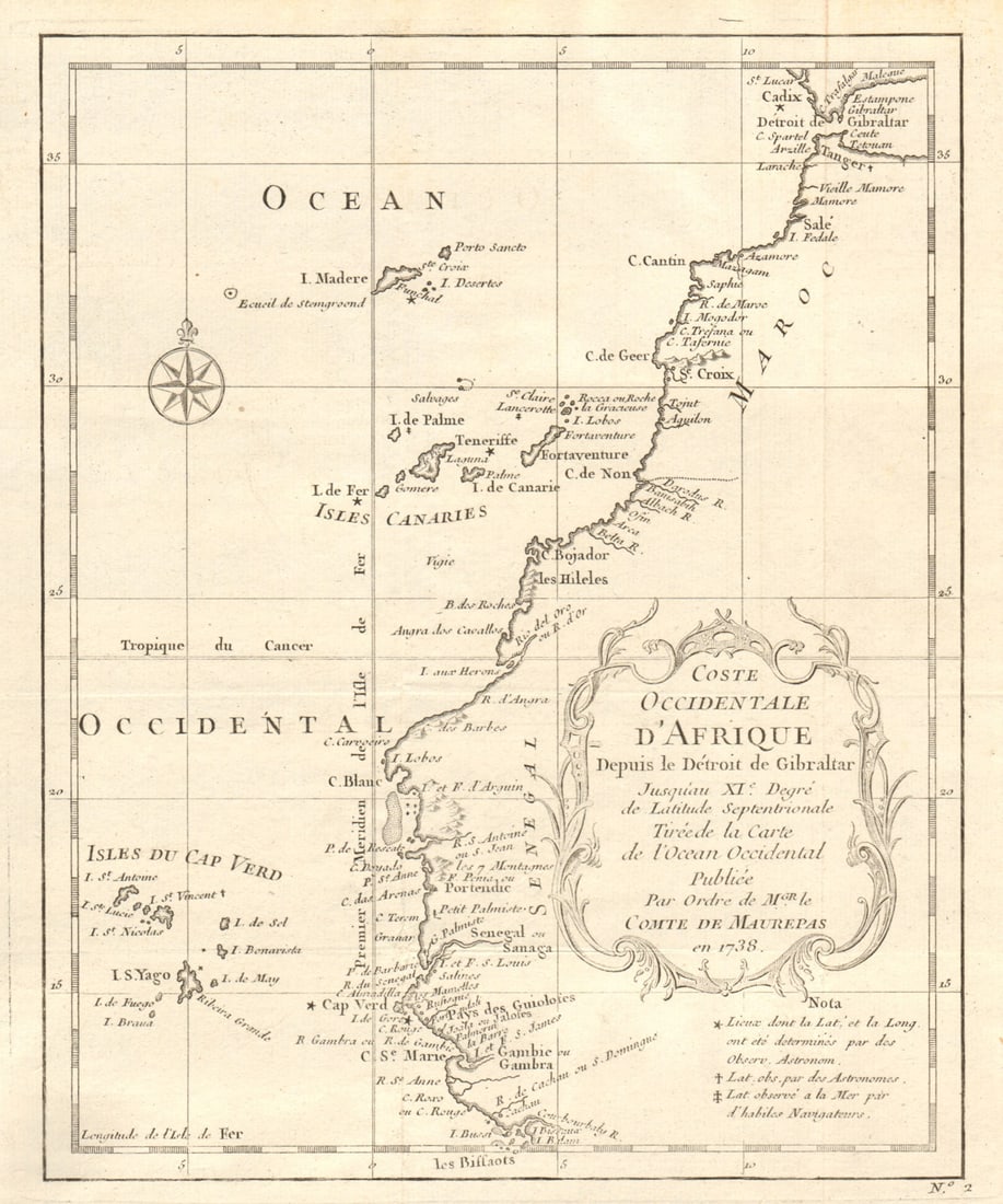 Côte Occidentale d’Afrique…' NW Africa Madeira Canaries Senegal BELLIN 1746 map: Title: Côte Occidentale d’Afrique…' NW Africa Madeira Canaries Senegal BELLIN 1746 map Description: Coste Occidentale d’Afrique, depuis le Détroit de Gibraltar, jusqu'au Xl