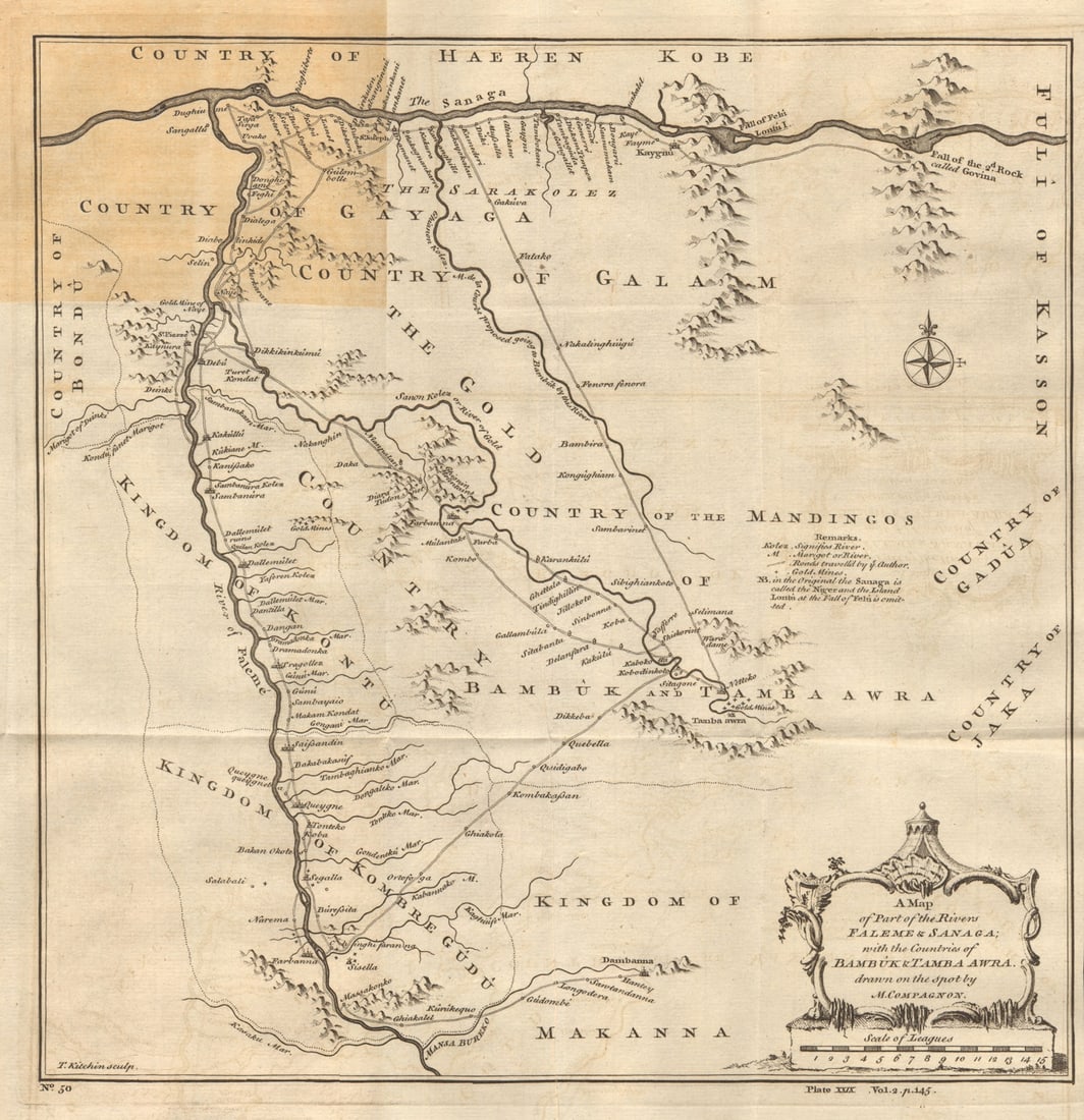 Part of the rivers of Falémé & Sanaga… Senegal river Mali. KITCHIN 1745 map: Title: Part of the rivers of Falémé & Sanaga… Senegal river Mali. KITCHIN 1745 map Description: A map of the part of the rivers of Faleme & Sanaga with the countries of Bambuk and 