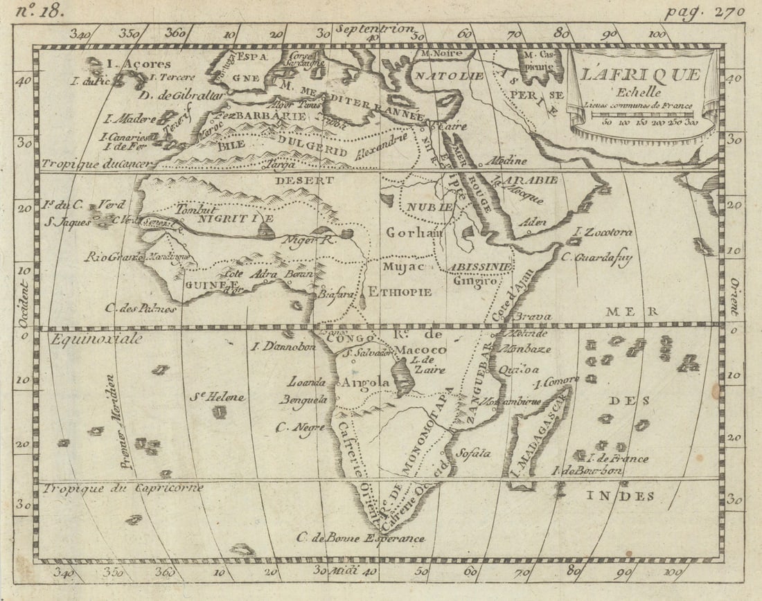 L' Afrique. Pre-Colonial Africa. BUFFIER. Niger flows west c1818 old map: Title: L' Afrique. Pre-Colonial Africa. BUFFIER. Niger flows west c1818 old map Description: L' Afrique [Africa] by Buffier, Claude. Published c1818. Antique engraved map. Size 14 x 18 cm | 5.5 x 7.0 