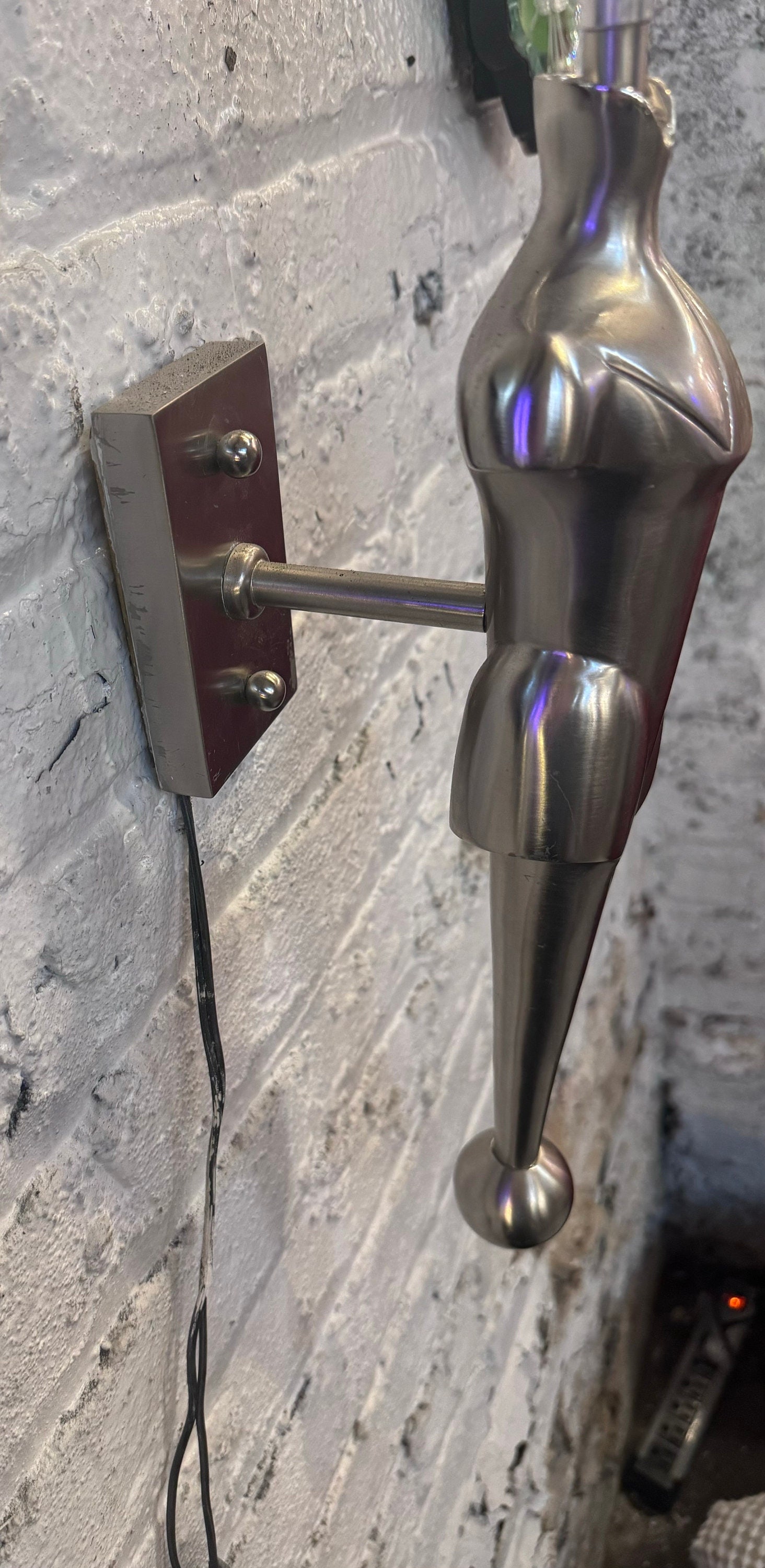 Vintage Mid Century Metal Gentleman's Clothier Mannequin Torso Wall Sconced - Pair - 3
