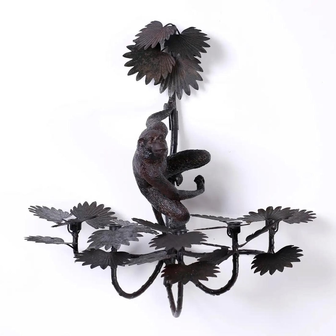 Hollywood Regency Italian Monkey Palm Wall Sconces - Pair - 2