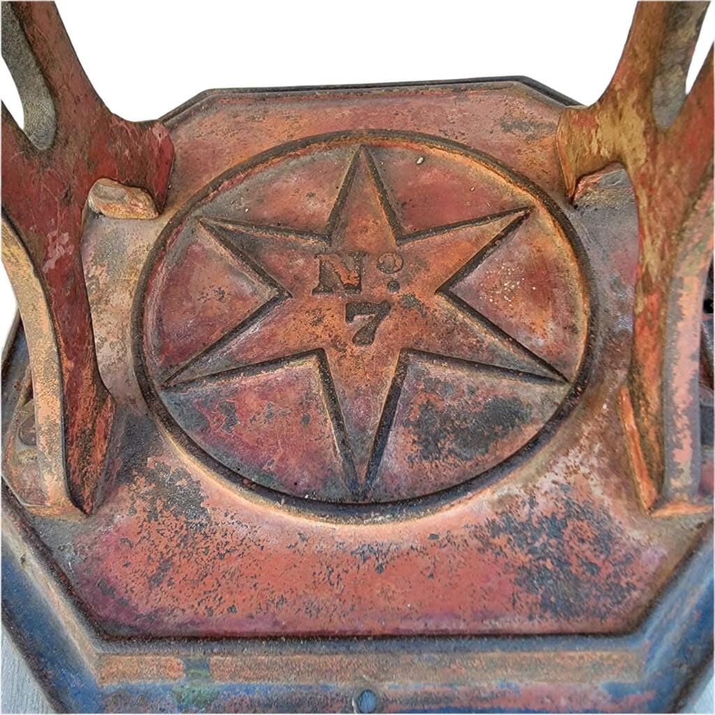 Antique Red Cast Iron Star Mill Co. Philadelphia No. 7 Coffee Grinder - 4