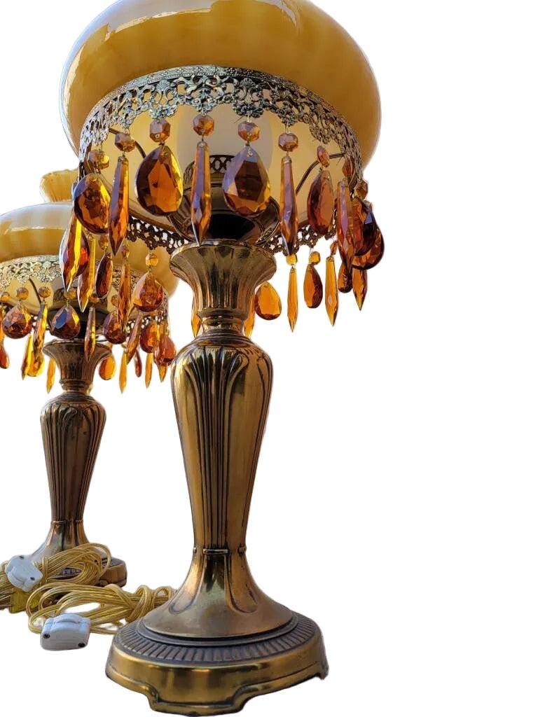 Vintage French Boudoir Style Table Lamps - Pair - 5