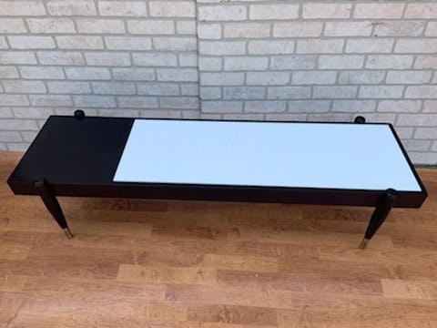 Mid Century Modern Italian Tile Inlay Brass Tip Coffee Table - 3