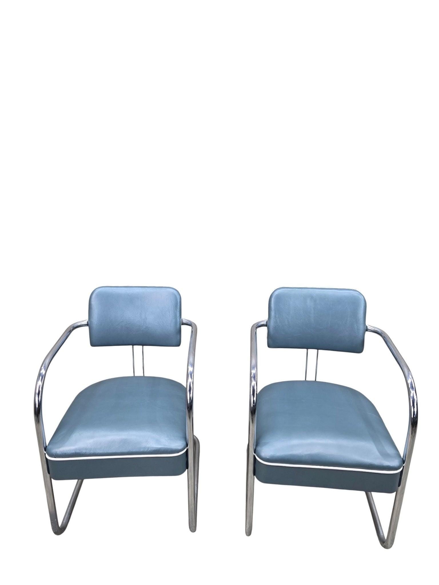 Art Deco Cantilever Chairs Newly Reupholstered - Pair - 4