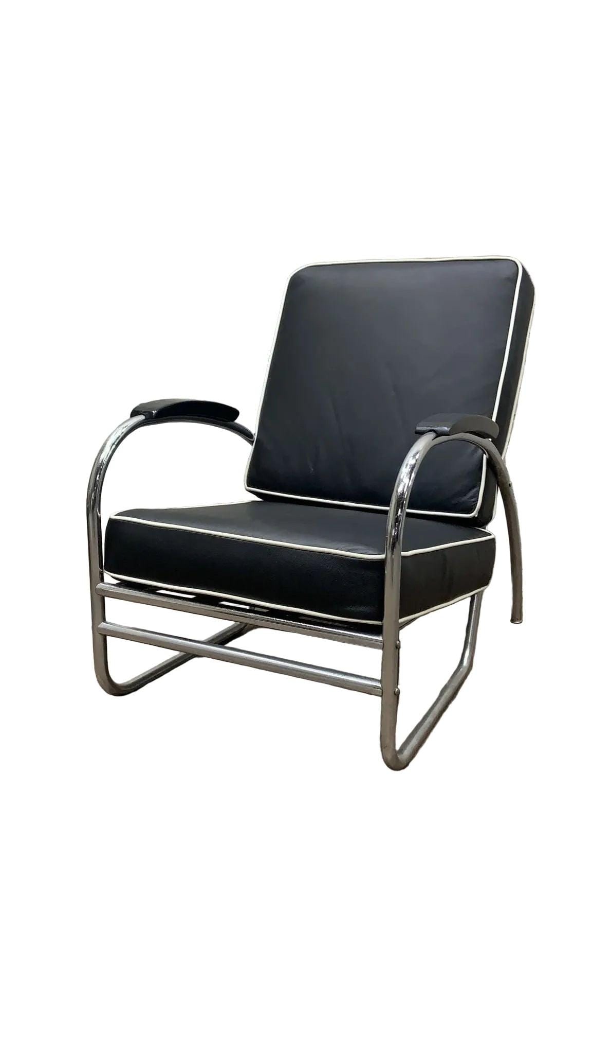 Art Deco Tubular Sofa & Lounge Chair by Kem Weber Newly Reupholstered - 2