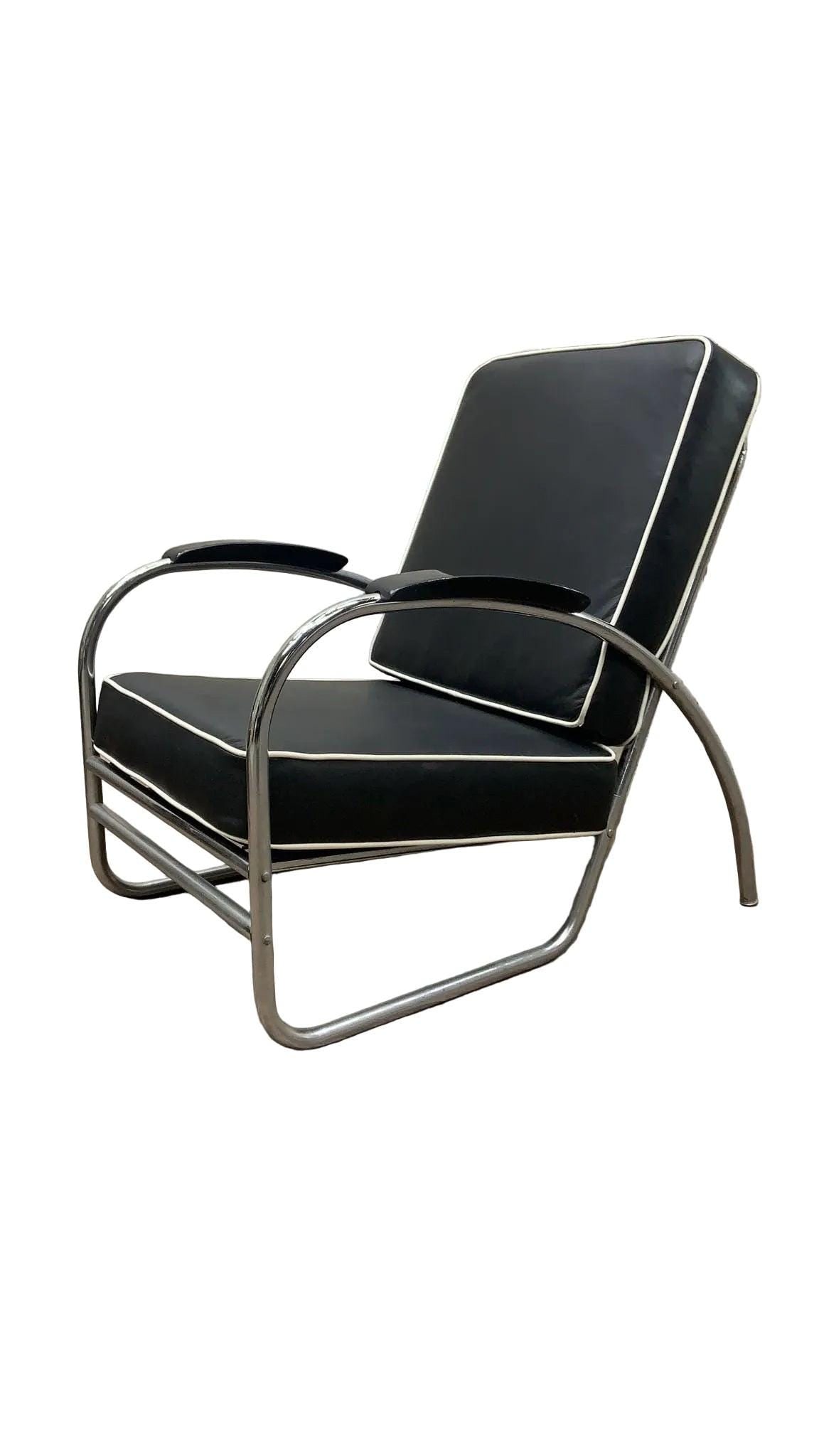 Art Deco Tubular Sofa & Lounge Chair by Kem Weber Newly Reupholstered - 3