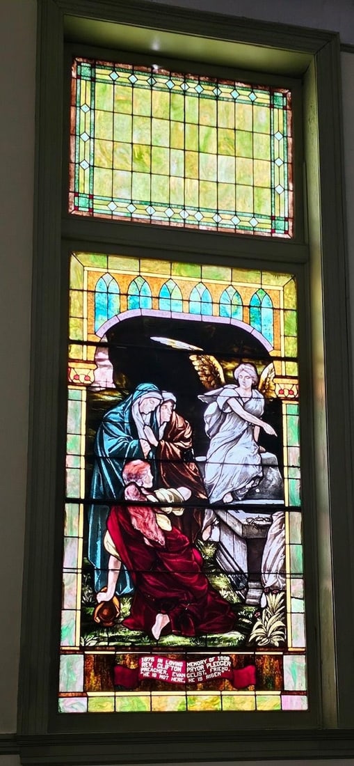 Antique Monumental Tiffany Style Salvaged "Easter" Stained Glass Window - 4