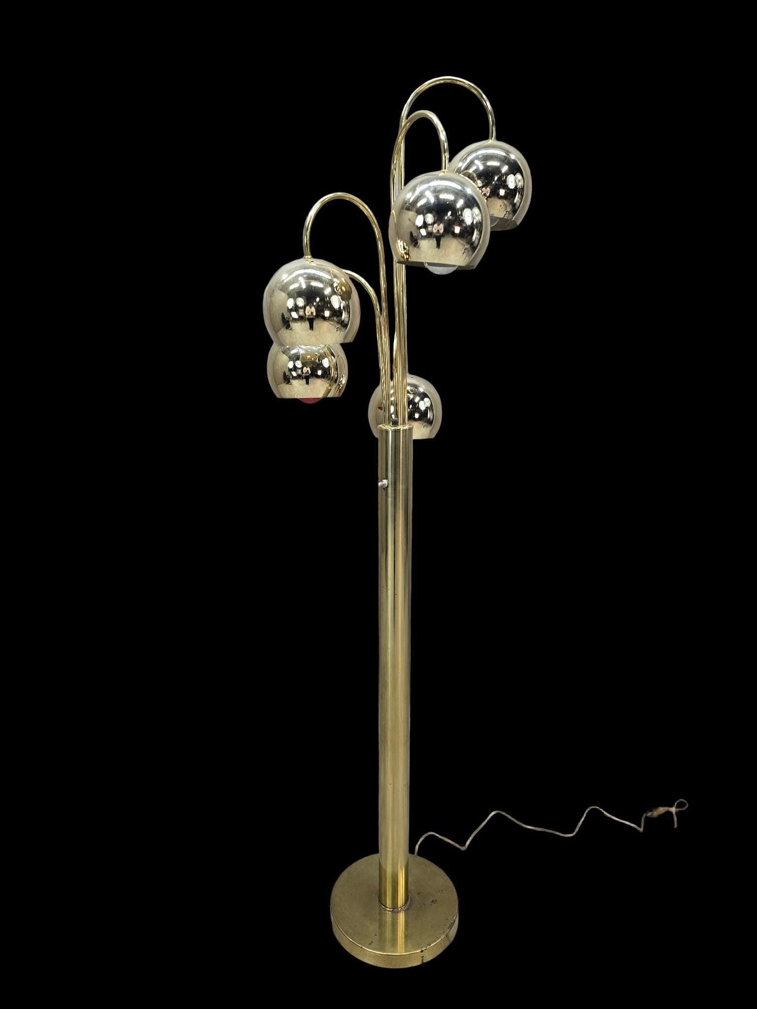 Mid Century Modern Gold 5 Light Orb Floor Lamp - 2
