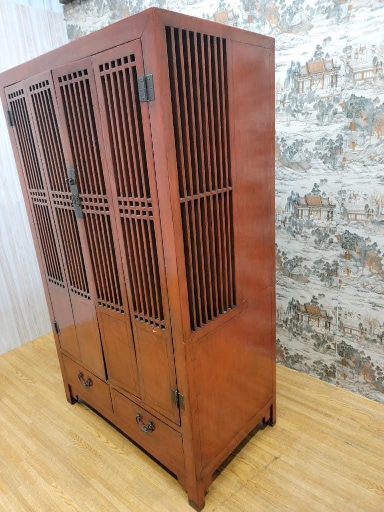 Antique Shanxi Province Red Lacquered Elm Storage Cabinet - 3