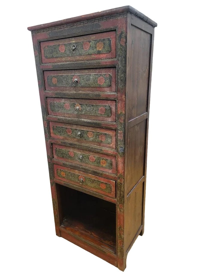 Antique Hand Painted Tibetan Cabinet - 2