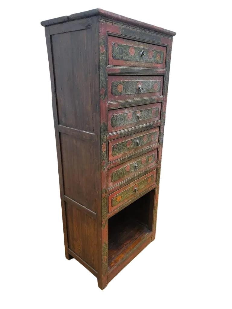 Antique Hand Painted Tibetan Cabinet - 4