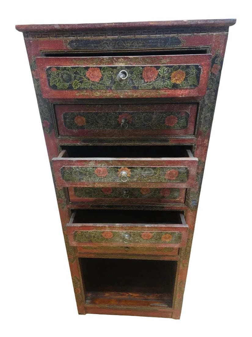 Antique Hand Painted Tibetan Cabinet - 6