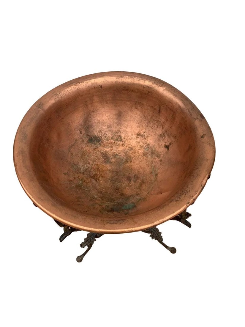 Antique Wrought Iron and Copper Planter - 3