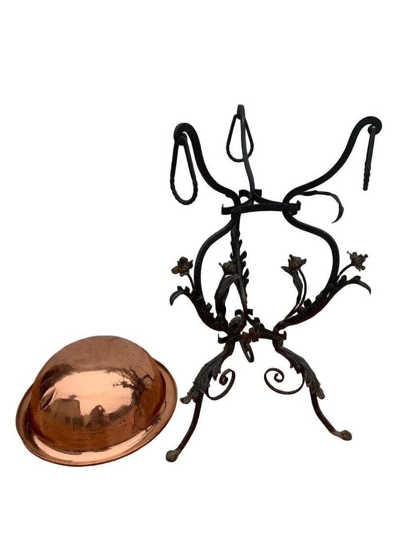 Antique Wrought Iron and Copper Planter - 6