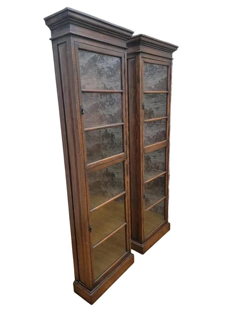 Antique Thai British Colonial Display Cabinet - Pair - 5