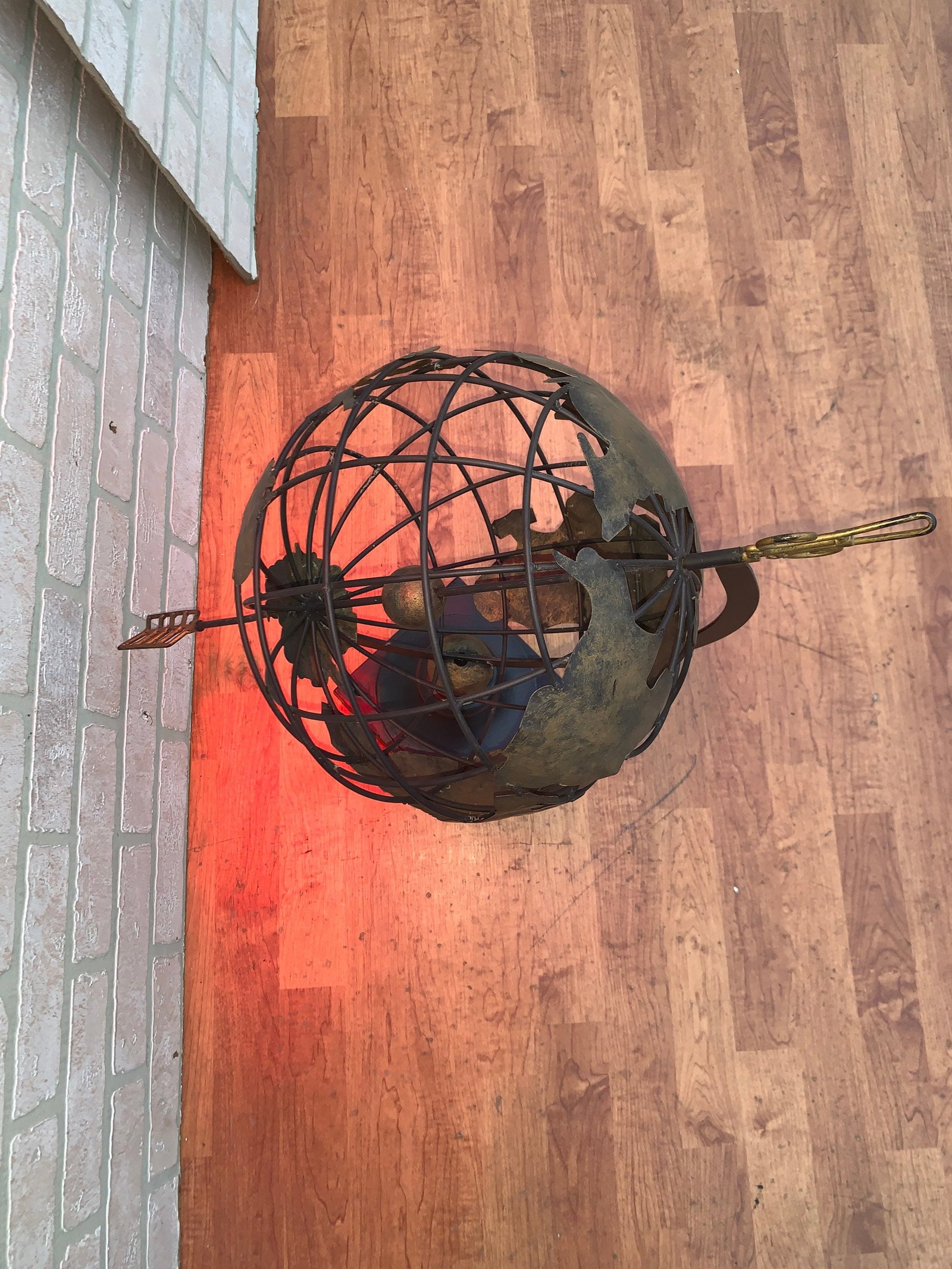 Vintage Celestial Metal Armillary Globe Sphere with Arrow Through It - 3