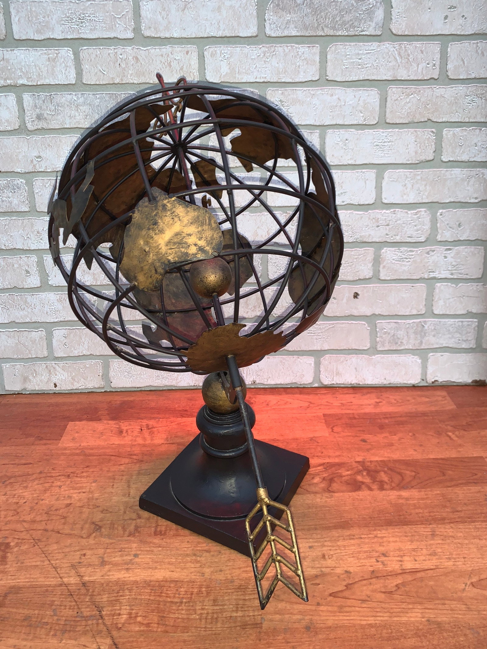 Vintage Celestial Metal Armillary Globe Sphere with Arrow Through It - 6