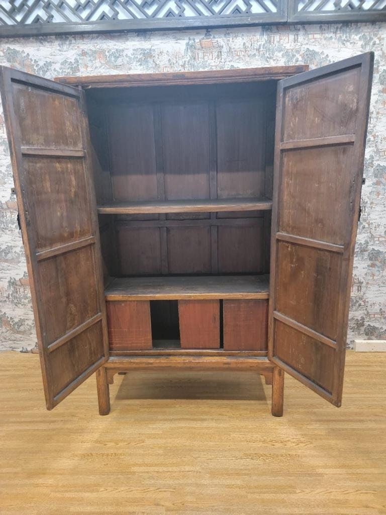 Antique Shanxi Province Elm Armoire Storage Closet - 7