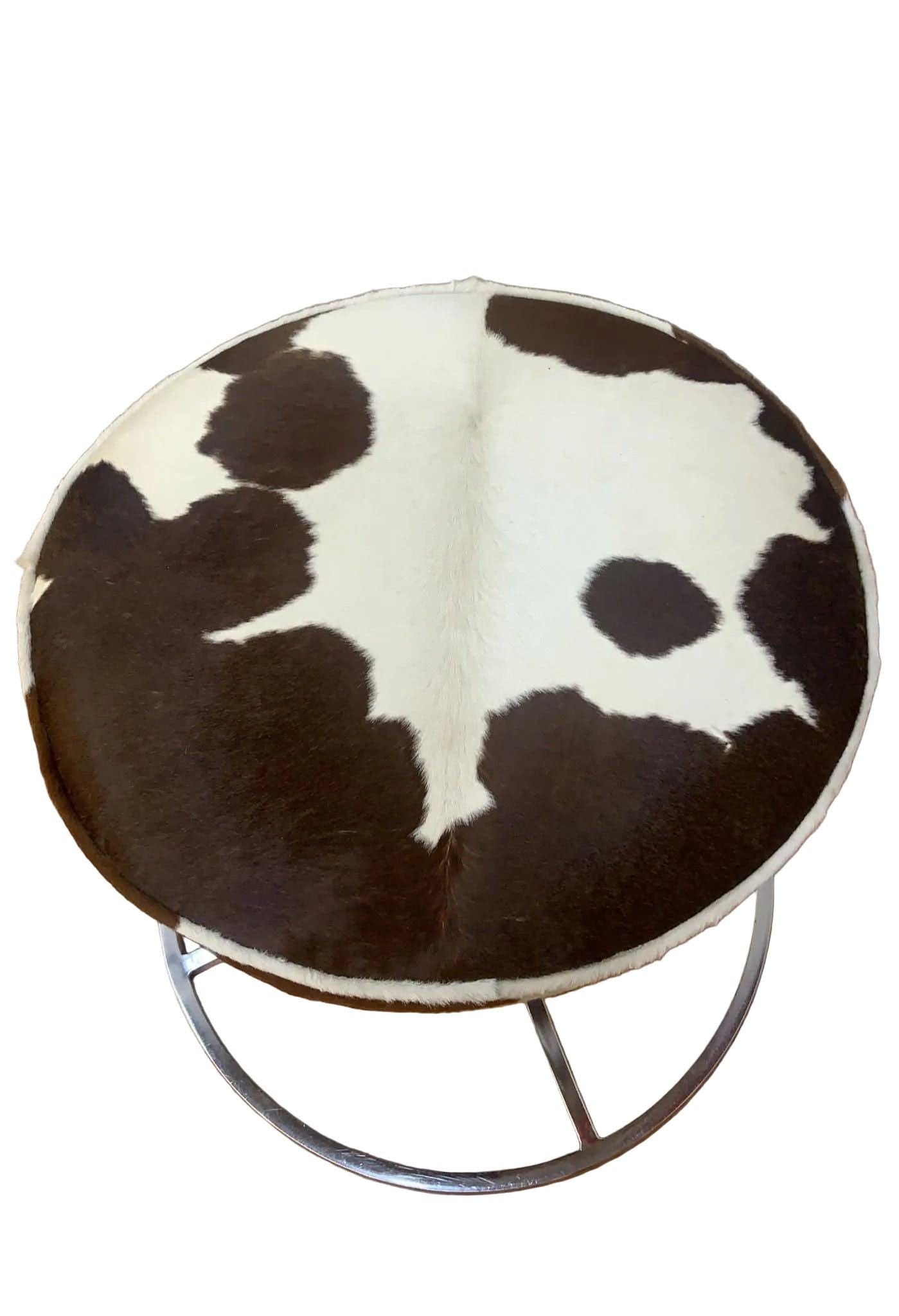 Mid Century Modern Avard Style Swivel Base Stools Newly Upholstered in Cowhide - Set of 4 - 7