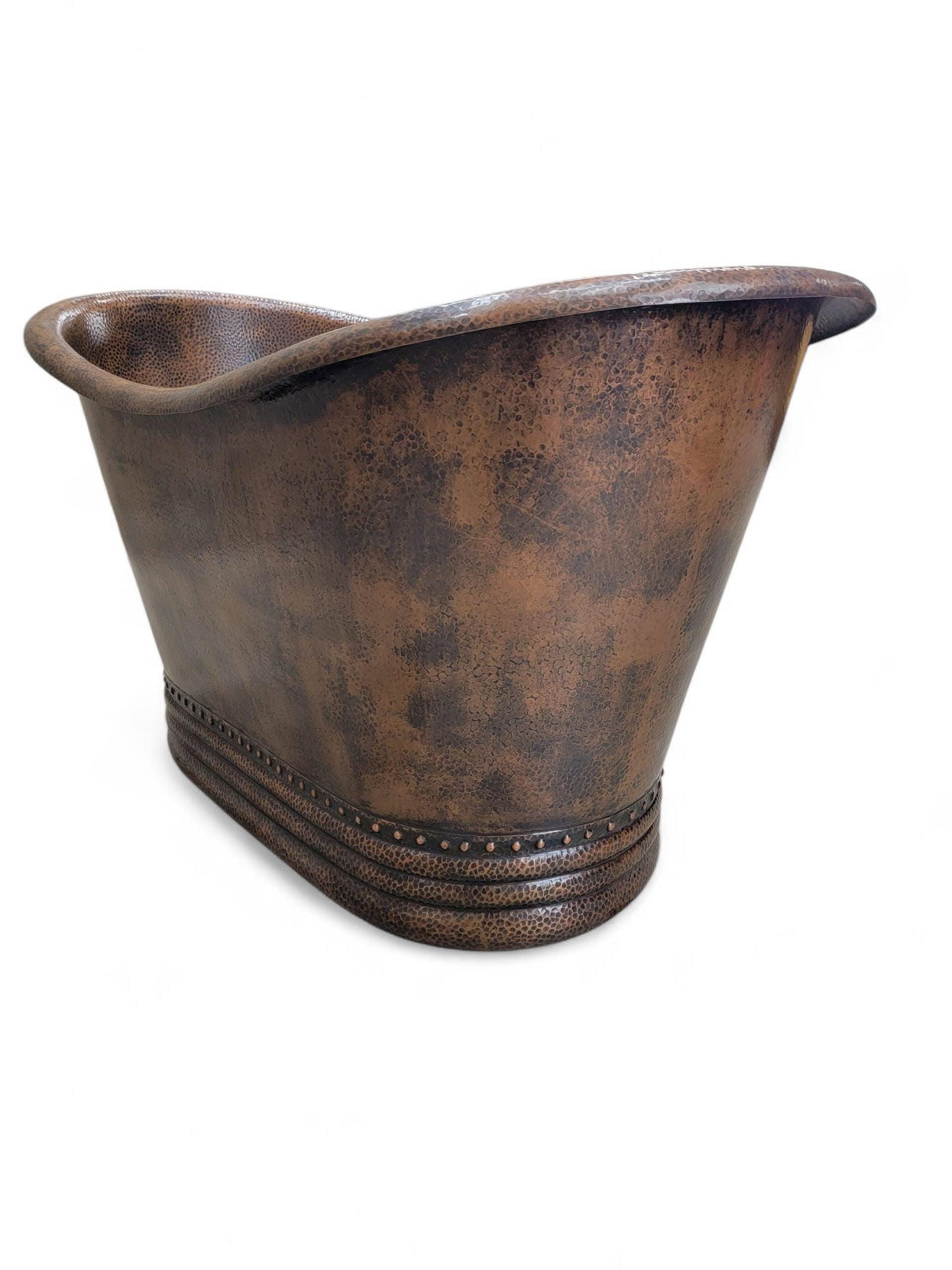 Hammered Copper Free-Standing Farmhouse Bath Soaking Tub - 4