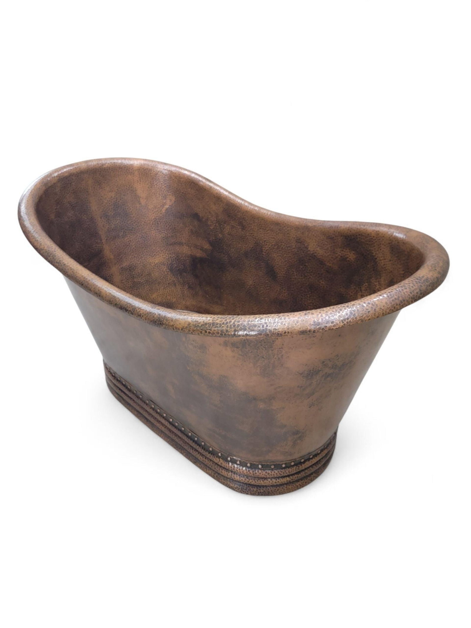 Hammered Copper Free-Standing Farmhouse Bath Soaking Tub - 7