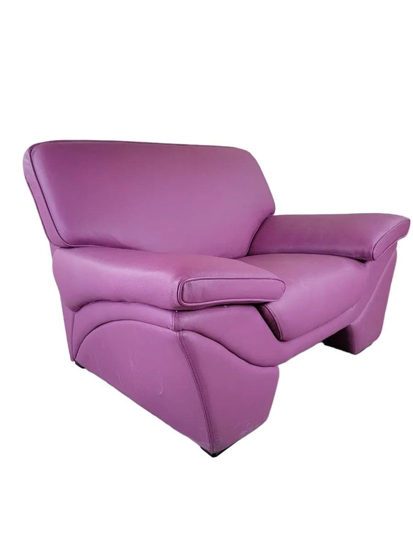Postmodern Plum Leather Oversized Chair - 3