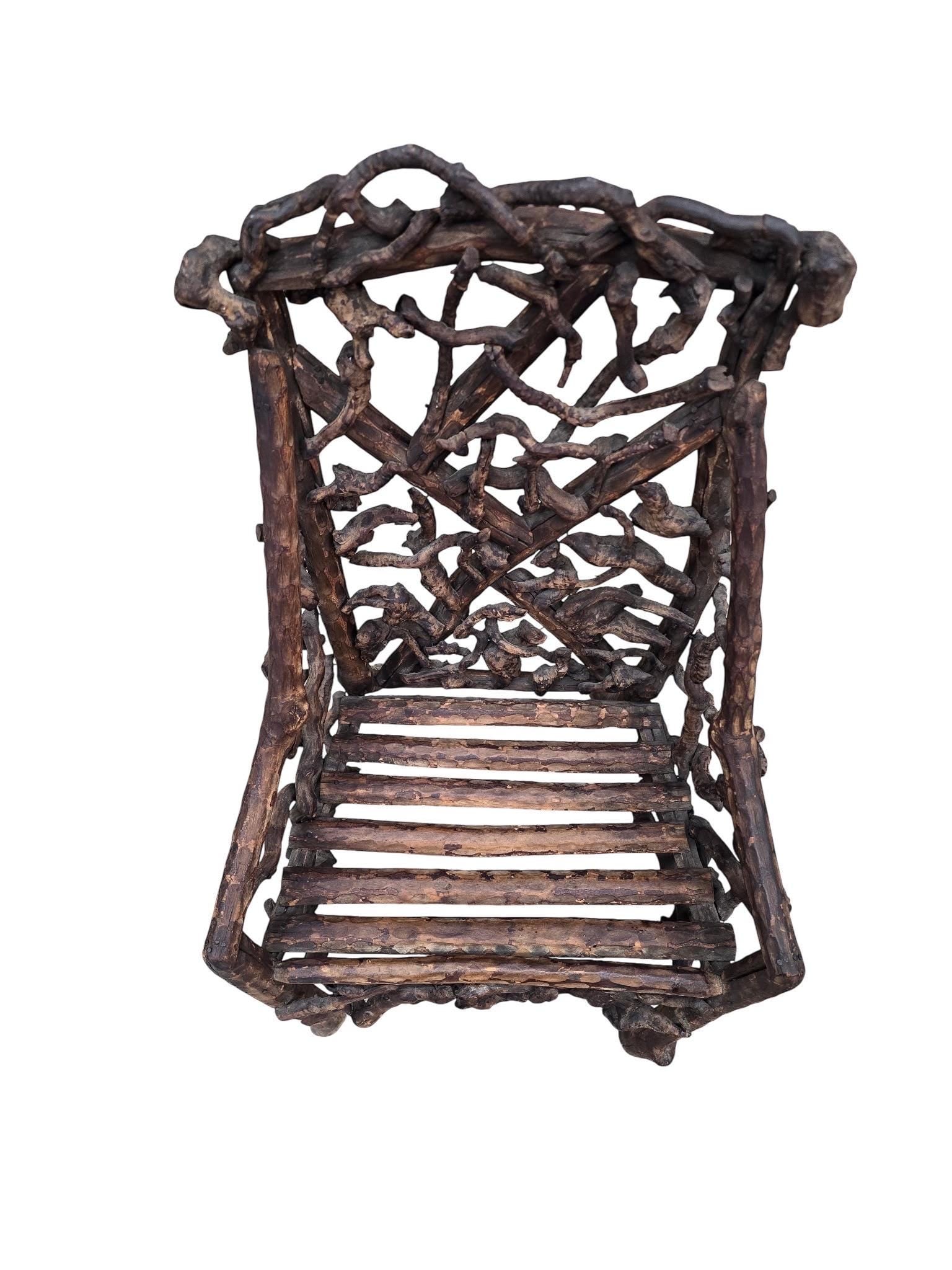 Antique Rustic Handcrafted Adirondack Child's Chair - 4