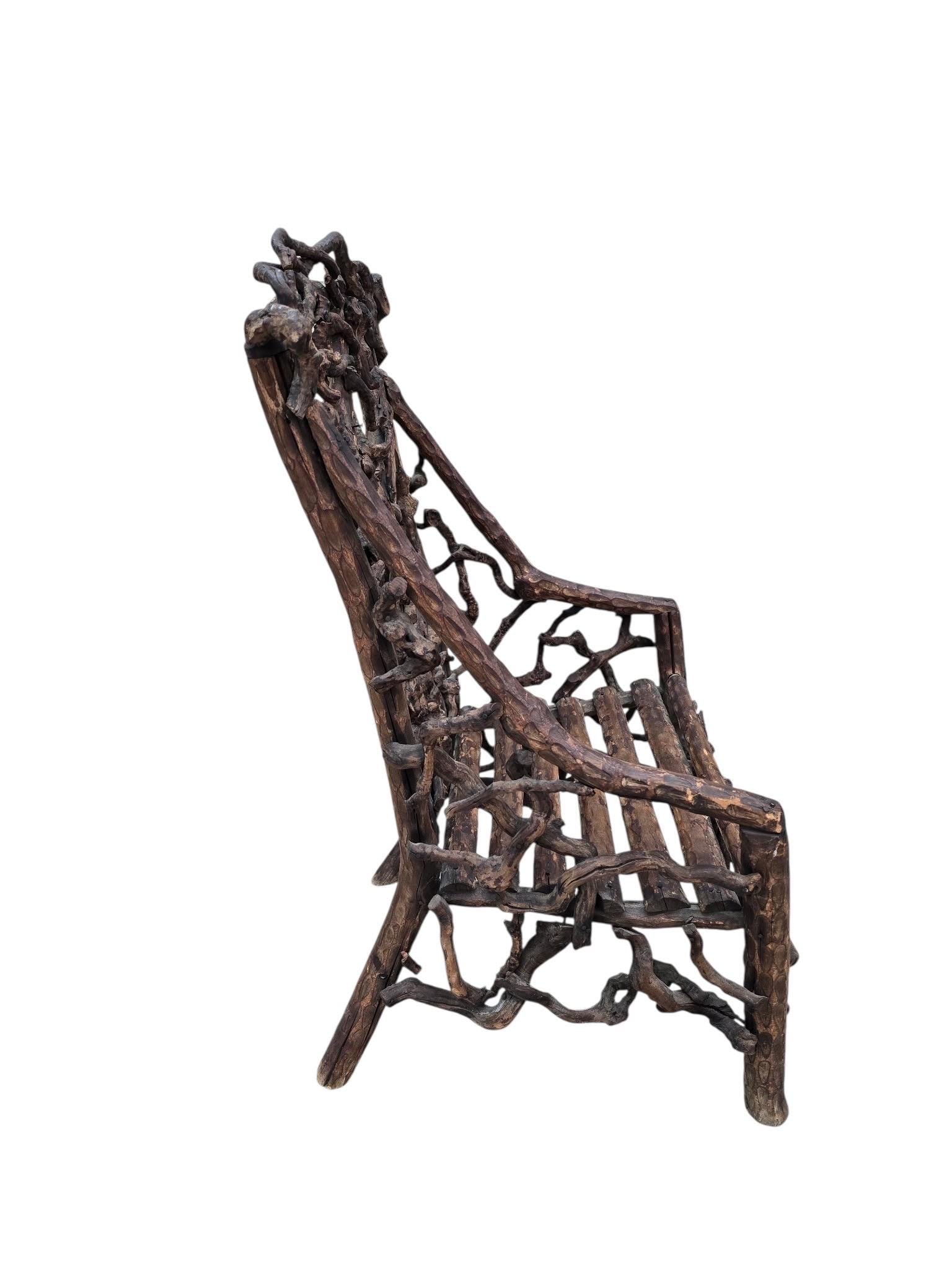 Antique Rustic Handcrafted Adirondack Child's Chair - 5