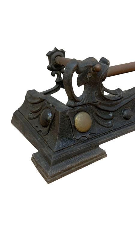 Victorian Art Nouveau Style Cast Iron and Brass Fire Fender - 5