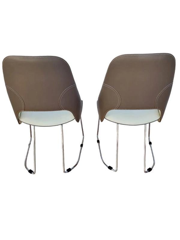Modern Tender Leather Side Chairs by Fasem - Pair - 4