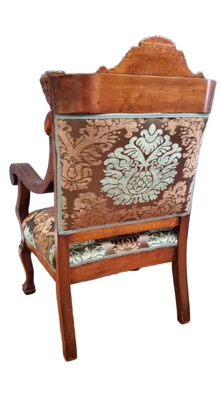 Antique Figural Carved Ornate Armchair by Karpen Furniture Co. Newly Reupholstered - 4