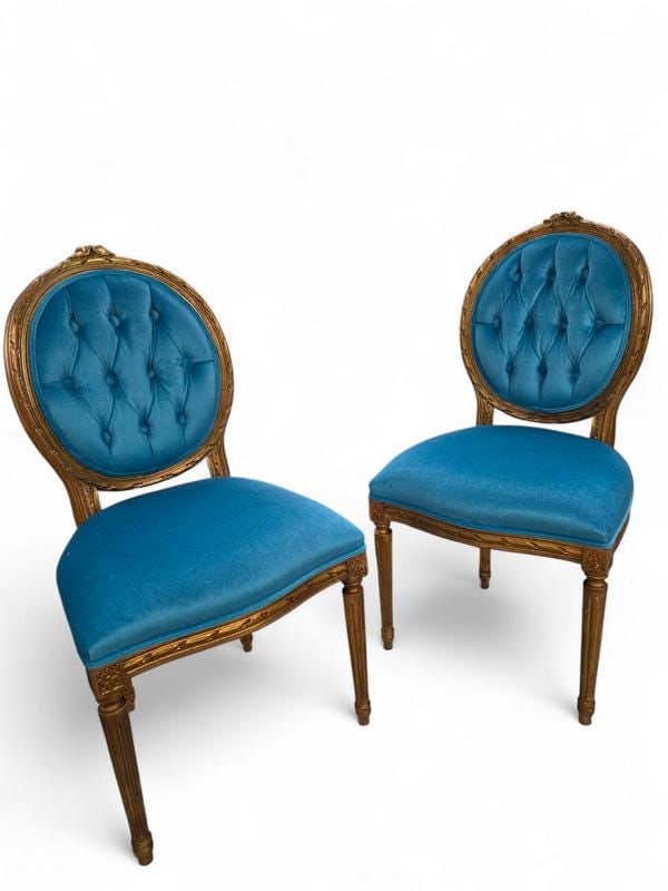 Antique French Carved Chairs Newly Reupholstered - Set of 4 - 2