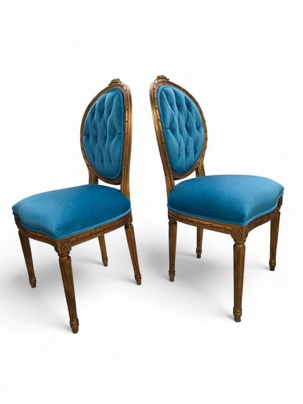Antique French Carved Chairs Newly Reupholstered - Set of 4 - 5