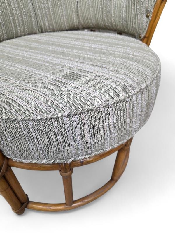 MCM Heywood Wakefield “Ashcraft” Bamboo Style Rattan Chairs Newly Reupholstered – - 2