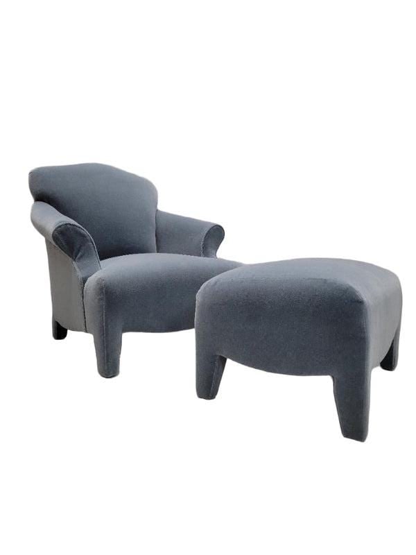 Postmodern Lounge Chair & Ottoman by Donghia Luciano Newly Reupholstered - 6