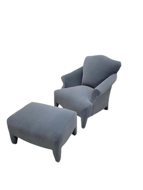 Postmodern Lounge Chair & Ottoman by Donghia Luciano Newly Reupholstered - 7