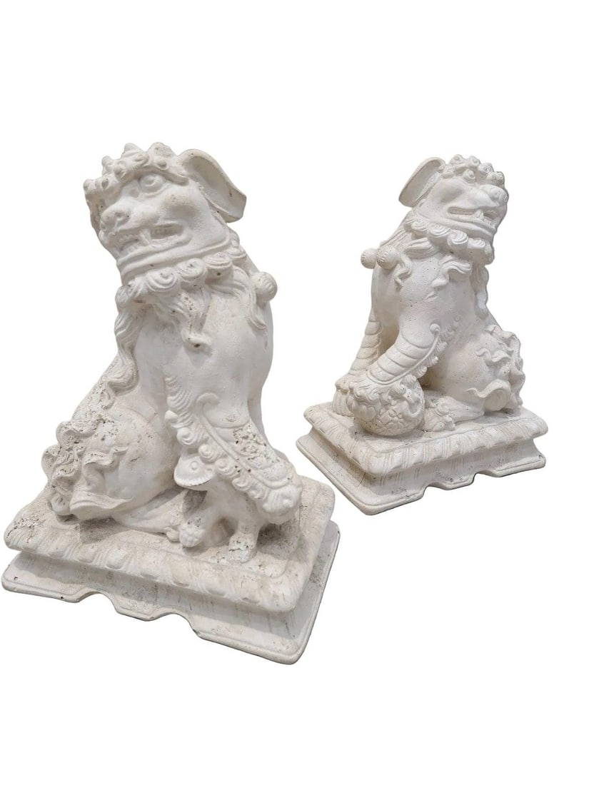Vintage Asian Style Foo-Dog Statues - Pair - 2