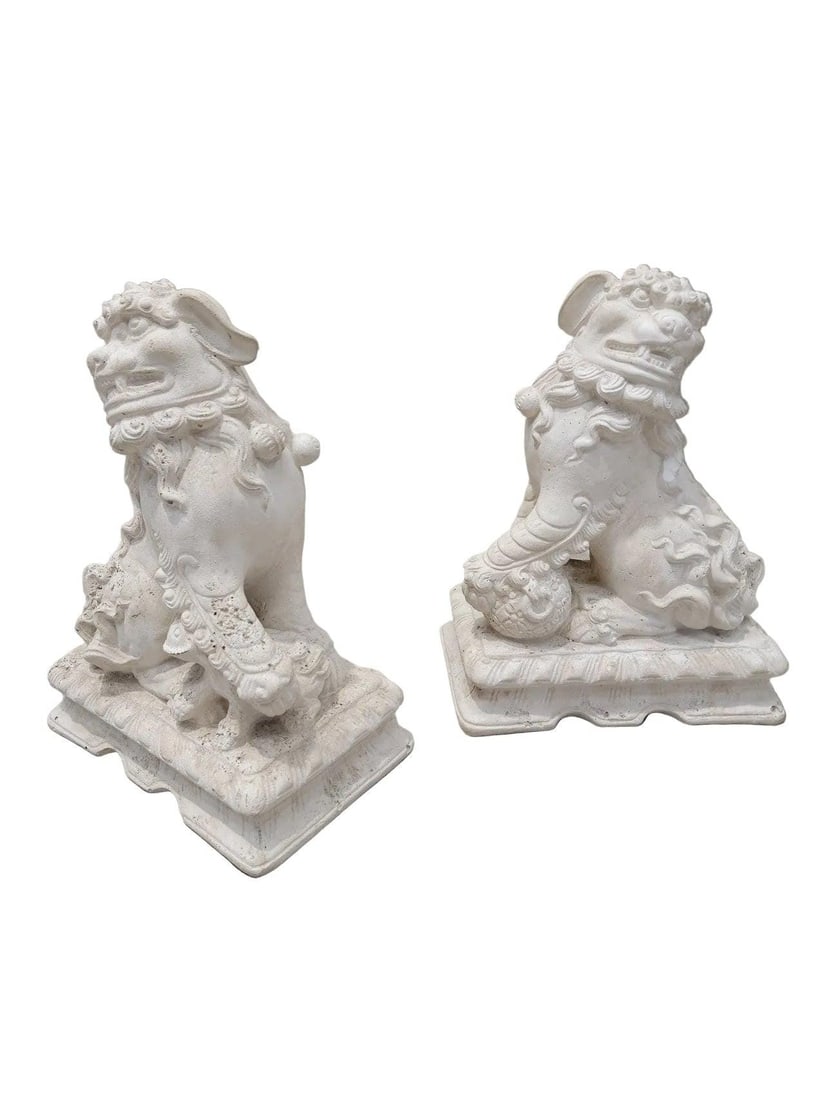 Vintage Asian Style Foo-Dog Statues - Pair - 4