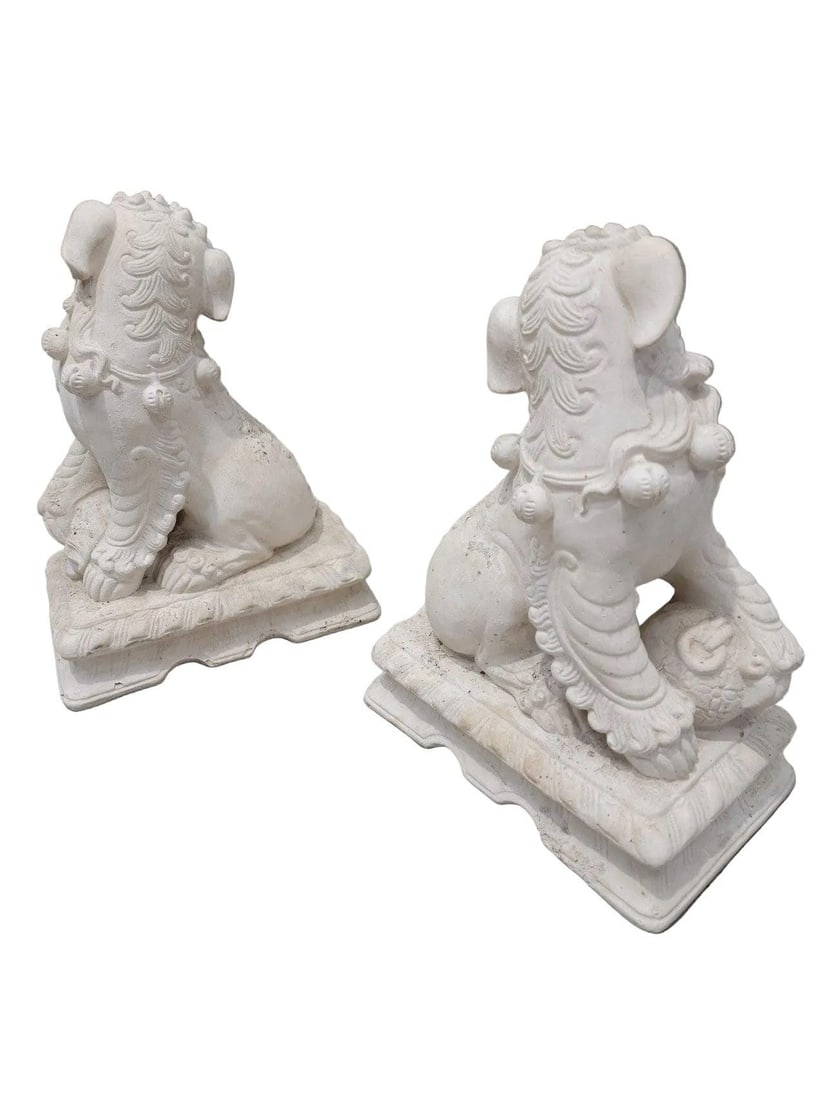 Vintage Asian Style Foo-Dog Statues - Pair - 5