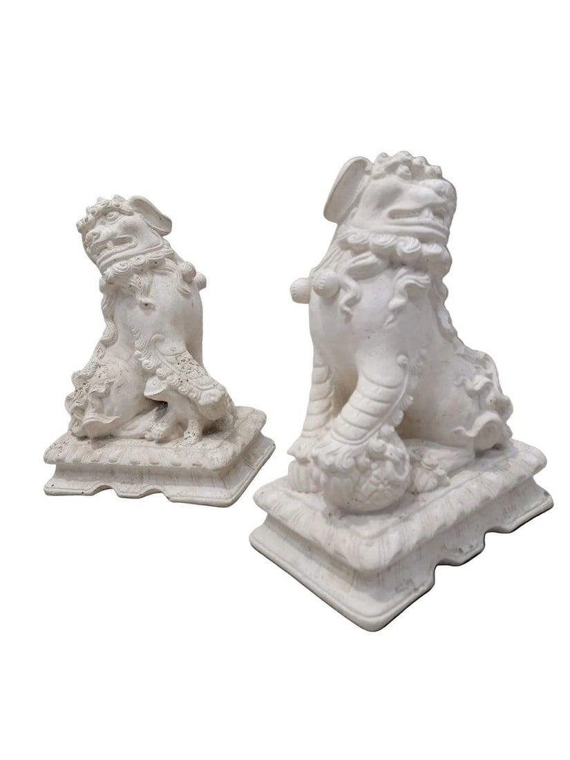 Vintage Asian Style Foo-Dog Statues - Pair - 6