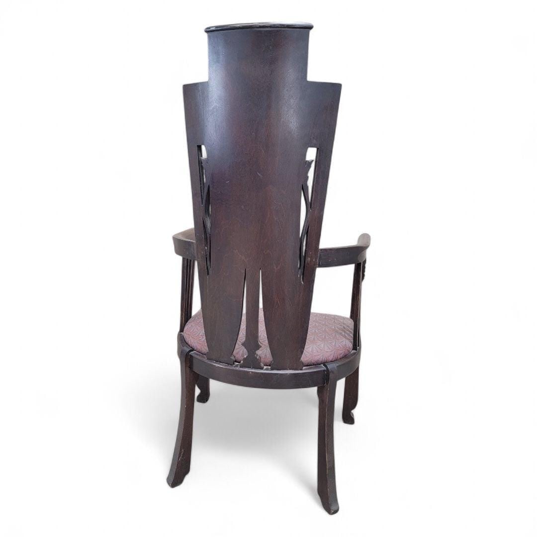 Antique Gothic Revival/Arts and Crafts Carved Armchair - 2