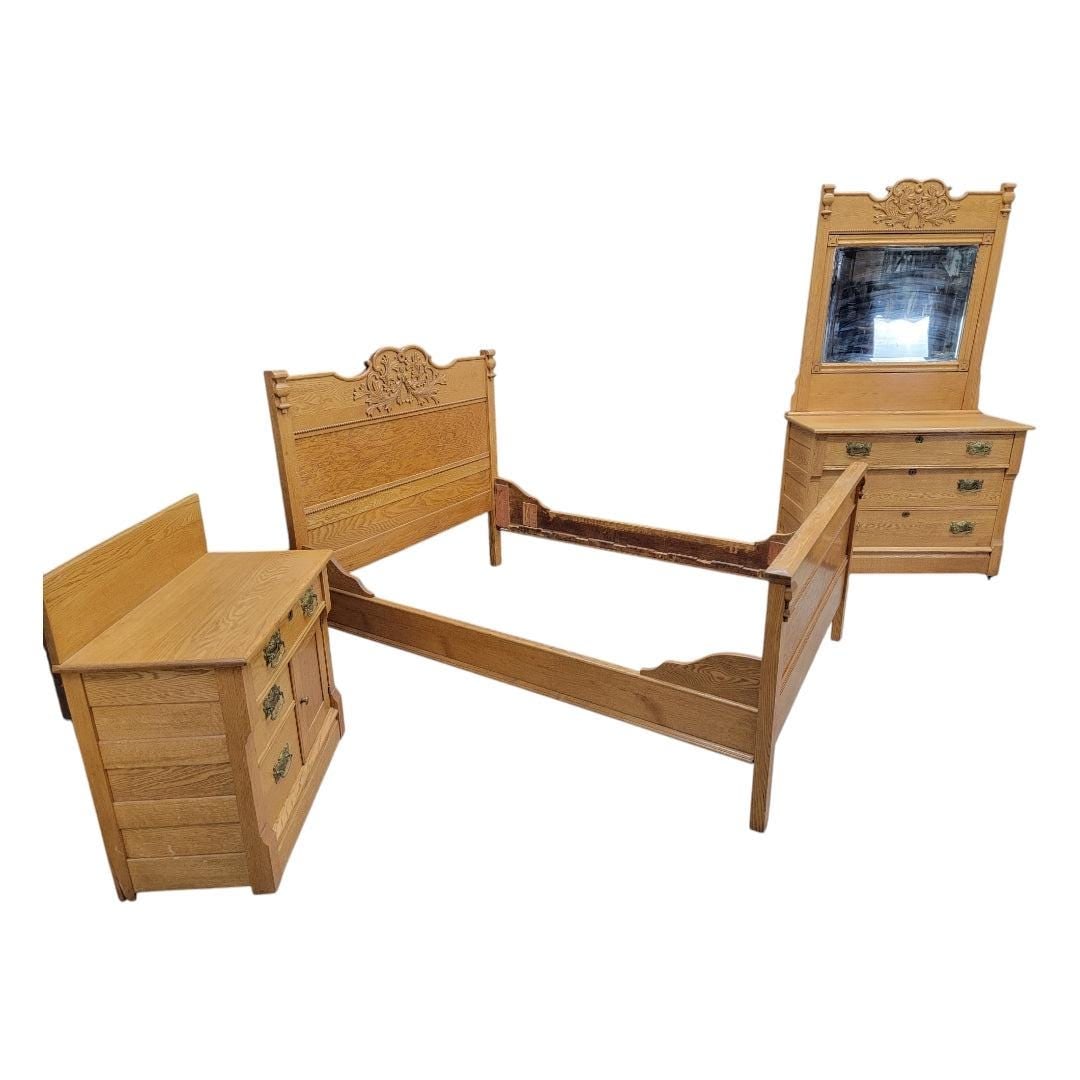 New - Antique French Country Style Bedroom Set - 2
