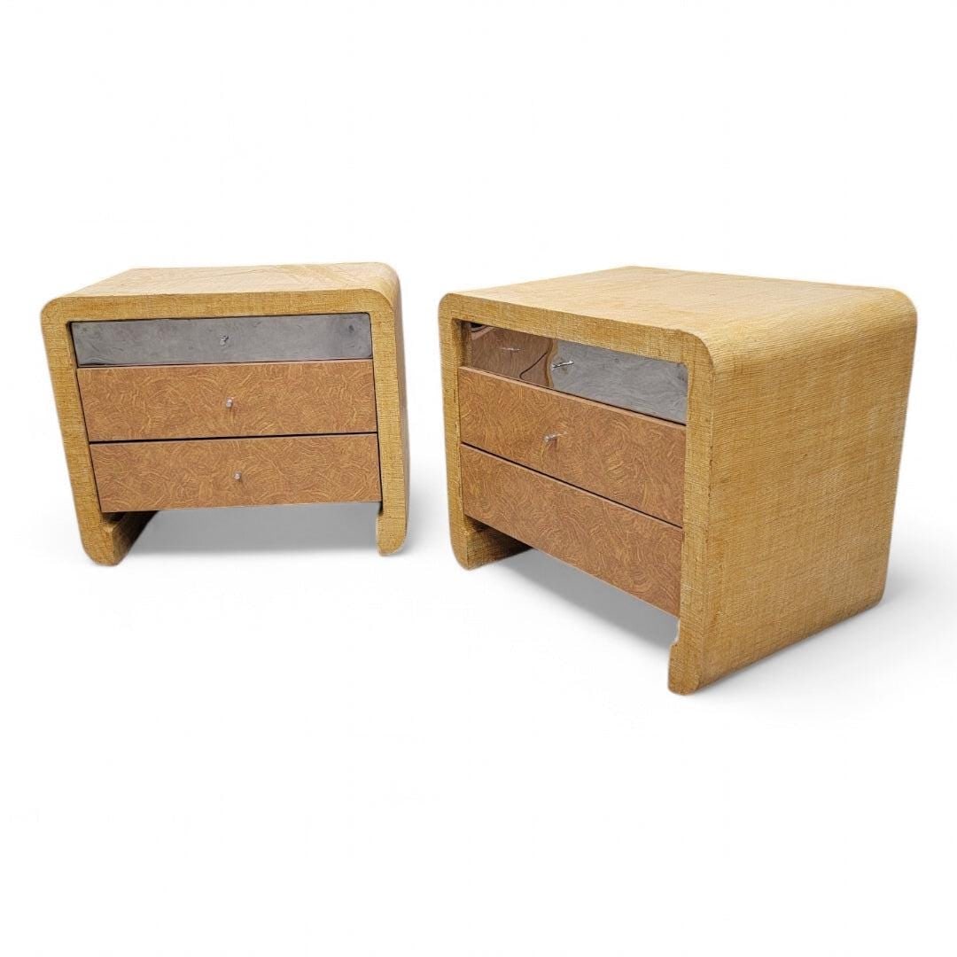 Postmodern Grasscloth Waterfall Console Table with Side Chests for Ernest Masi - 7