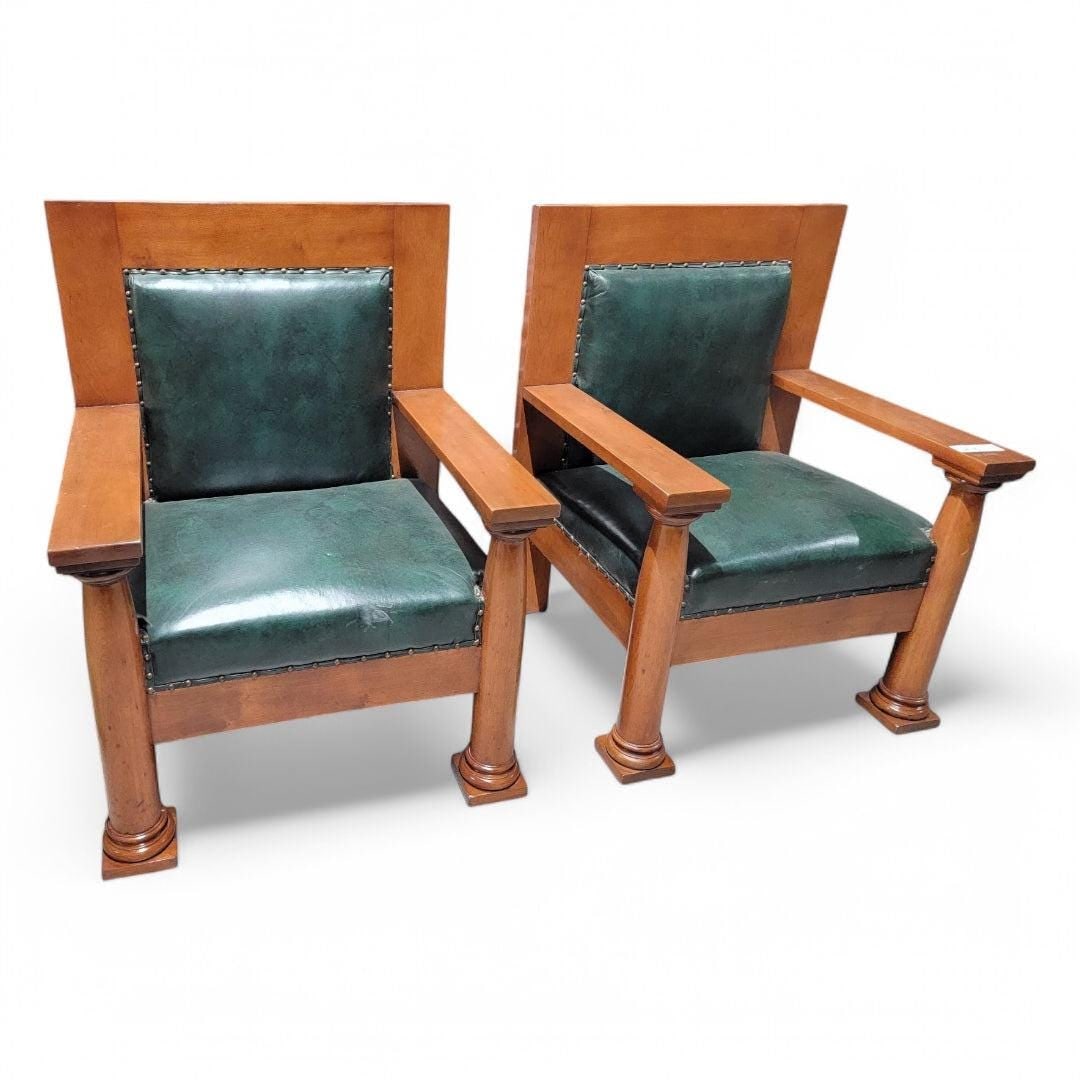 Antique Mission Arts and Crafts Style Chairs - Pair - 2