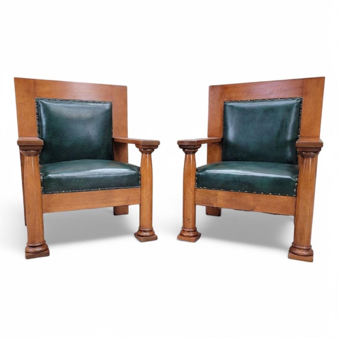 Antique Mission Arts and Crafts Style Chairs - Pair - 7