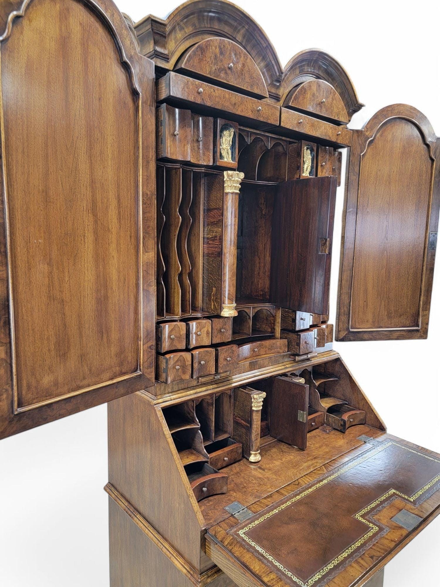 Vintage George III Style Burton-Ching Burl Walnut Secretary Desk Bookcase - 2