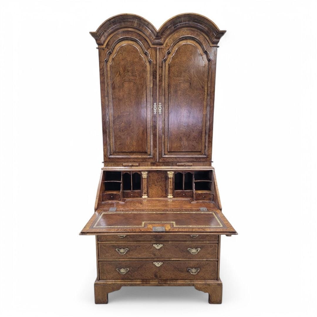 Vintage George III Style Burton-Ching Burl Walnut Secretary Desk Bookcase - 5